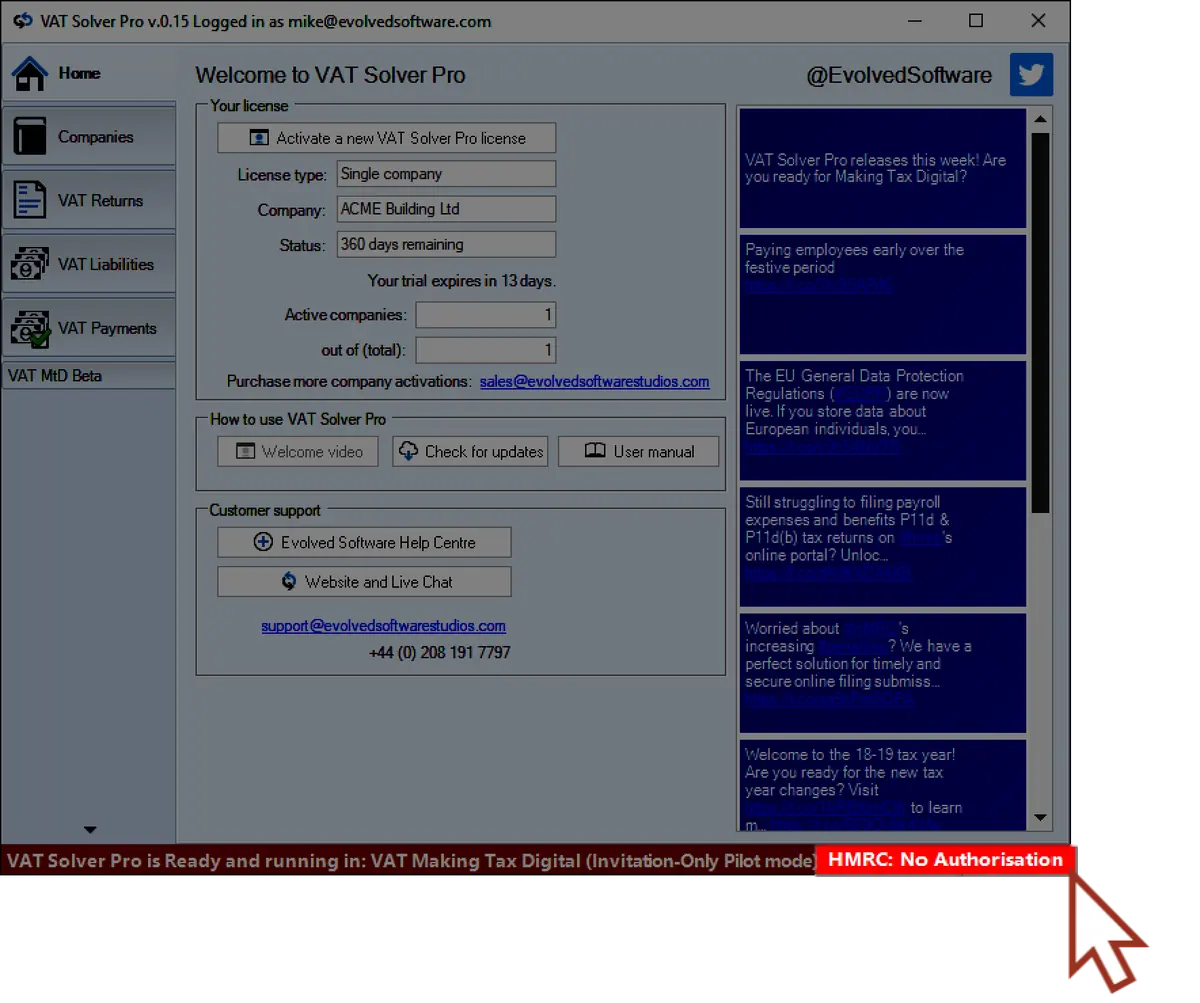 VAT Solver Pro authorisation